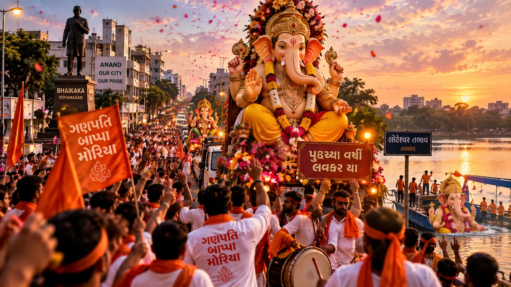 વિદ્યાનગરમાં સાત દિવસના ગણેશ મહોત્સવના અંતિમ દિવસે ભક્તિમય માહોલ વચ્ચે ગણેશ વિસર્જન યાત્રા નીકળી હતી.
