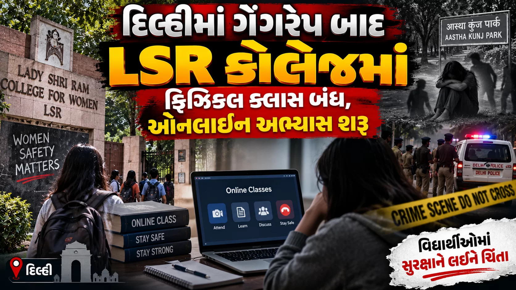 દિલ્હીમાં ગેંગરેપ બાદ LSR કોલેજમાં ફિઝિકલ ક્લાસ બંધ, ઓનલાઈન અભ્યાસ શરૂ