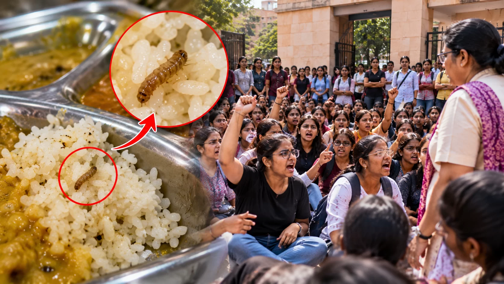 ગુજરાત યુનિવર્સિટીની સમરસ ગર્લ્સ હોસ્ટેલમાં ભોજનમાંથી જીવાત નીકળતાં હોબાળો, 100થી વધુ વિદ્યાર્થિનીઓ ધરણા પર