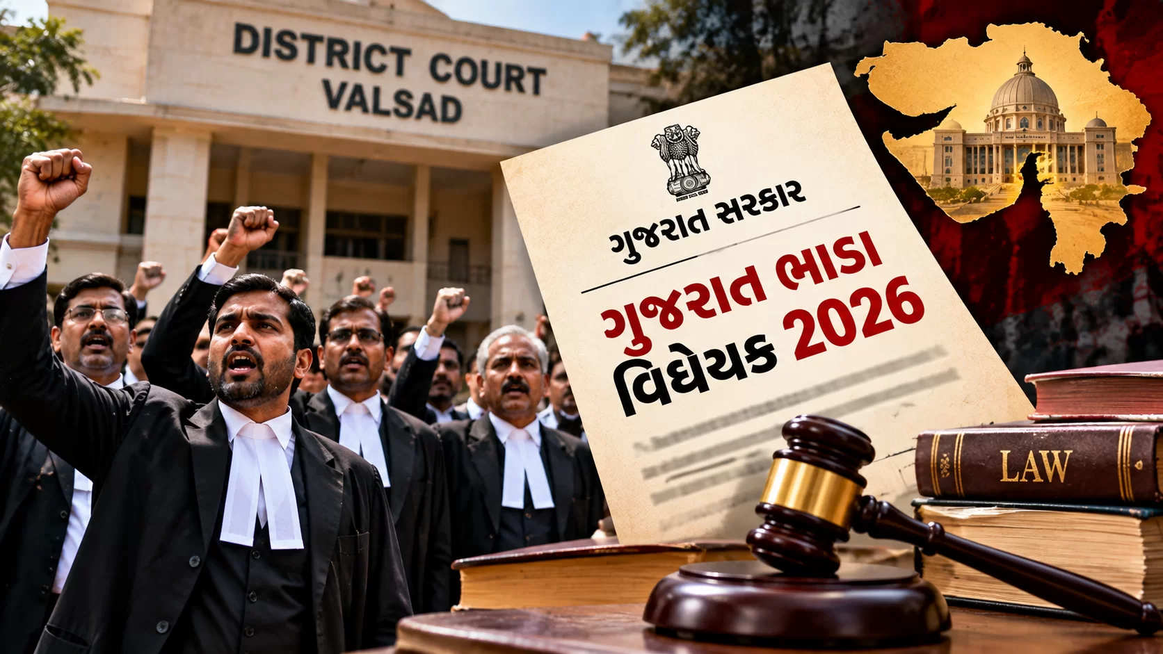 ગુજરાત ભાડા વિધેયક સામે વકીલોનો વિરોધ, વલસાડમાં 3 ઓક્ટોબર સુધી કોર્ટ કામગીરીથી અળગા રહેવાનો નિર્ણય