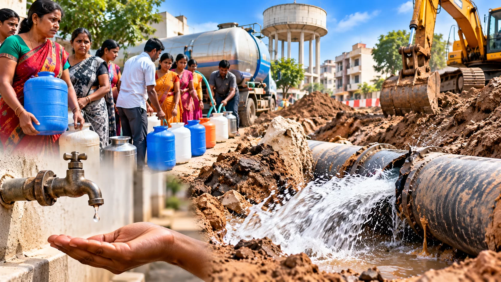 બોરીયાવીમાં પાણીની પાઇપલાઇનના ખોદકામ બાદ પાણી પુરવઠો ખોરવાતા સ્થાનિકોમાં રોષ ફેલાયો છે.