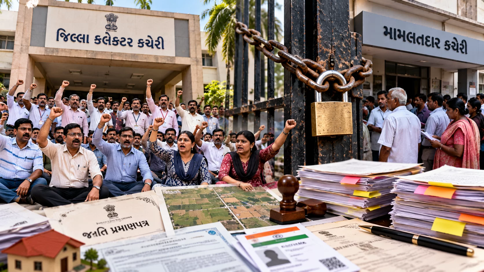 આણંદમાં મહેસૂલી કર્મચારીઓની અનિશ્ચિત મુદતની હડતાળ, 14 માંગણીઓ મુદ્દે તંત્ર સામે આંદોલન