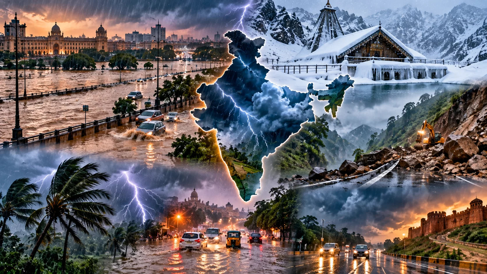 દેશના અનેક રાજ્યોમાં હવામાનનો પલટો: યુપીમાં પૂર વચ્ચે વરસાદ, ઉત્તરાખંડમાં હિમવર્ષા