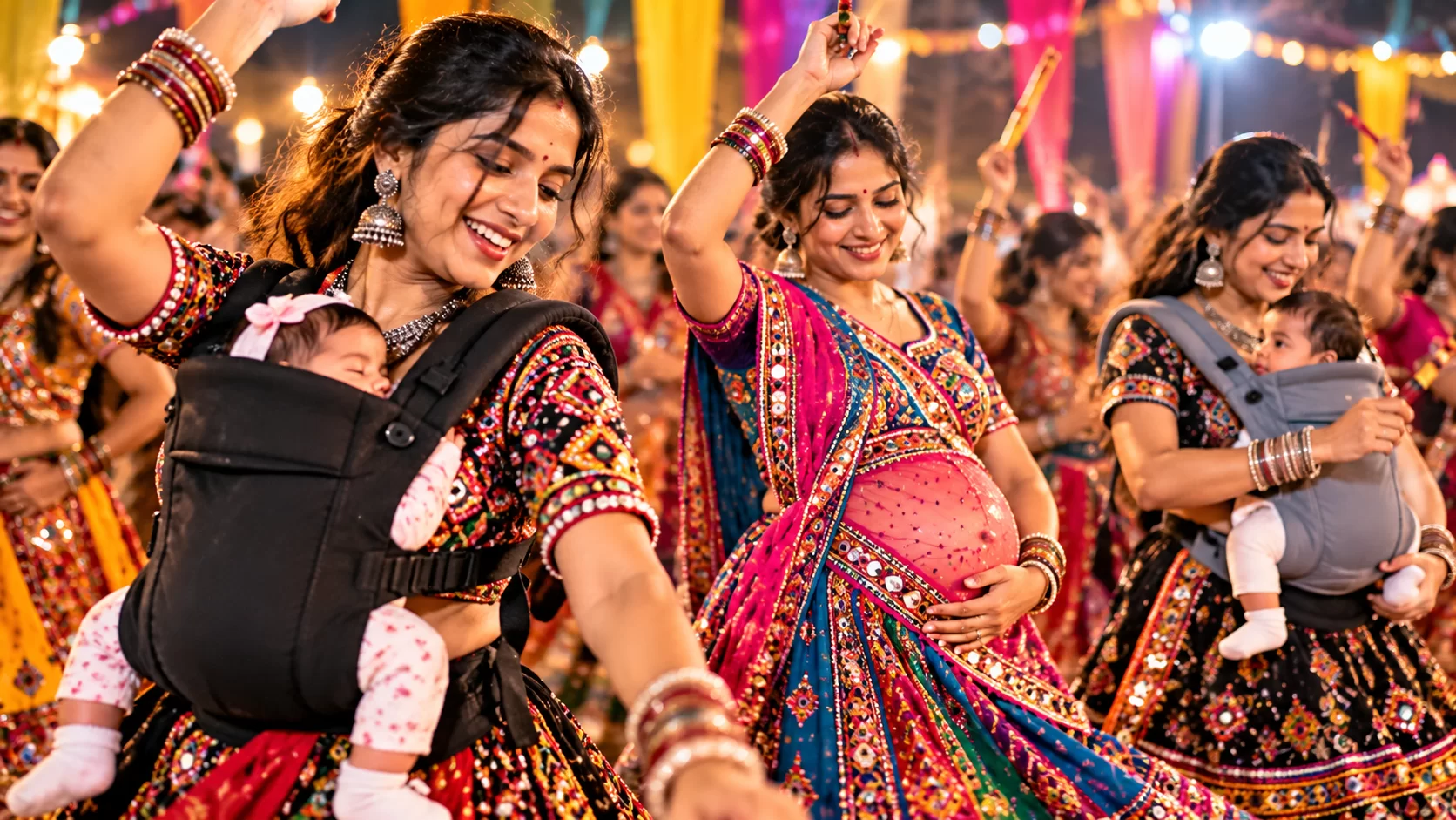 સુરતમાં માતૃત્વ અને ગરબાનો અનોખો સંગમ, નવજાત શિશુને છાતીએ લગાવી મહિલાઓએ રમ્યા ગરબા
