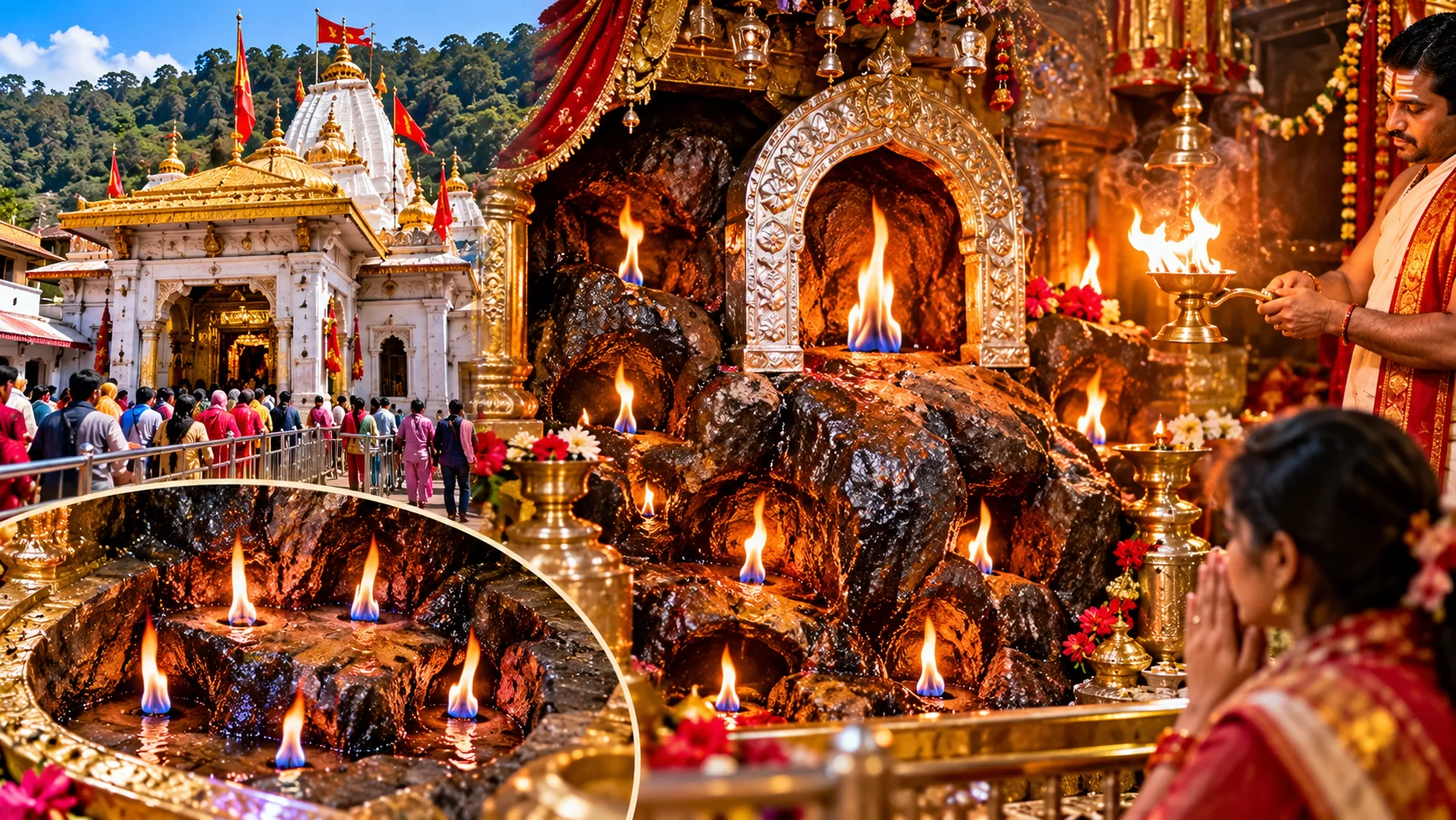 જ્વાળા દેવી મંદિરનું રહસ્ય: મૂર્તિ વિના થાય છે પૂજા, ખડકોમાંથી નીકળે છે નવ પ્રાકૃતિક જ્વાળાઓ
