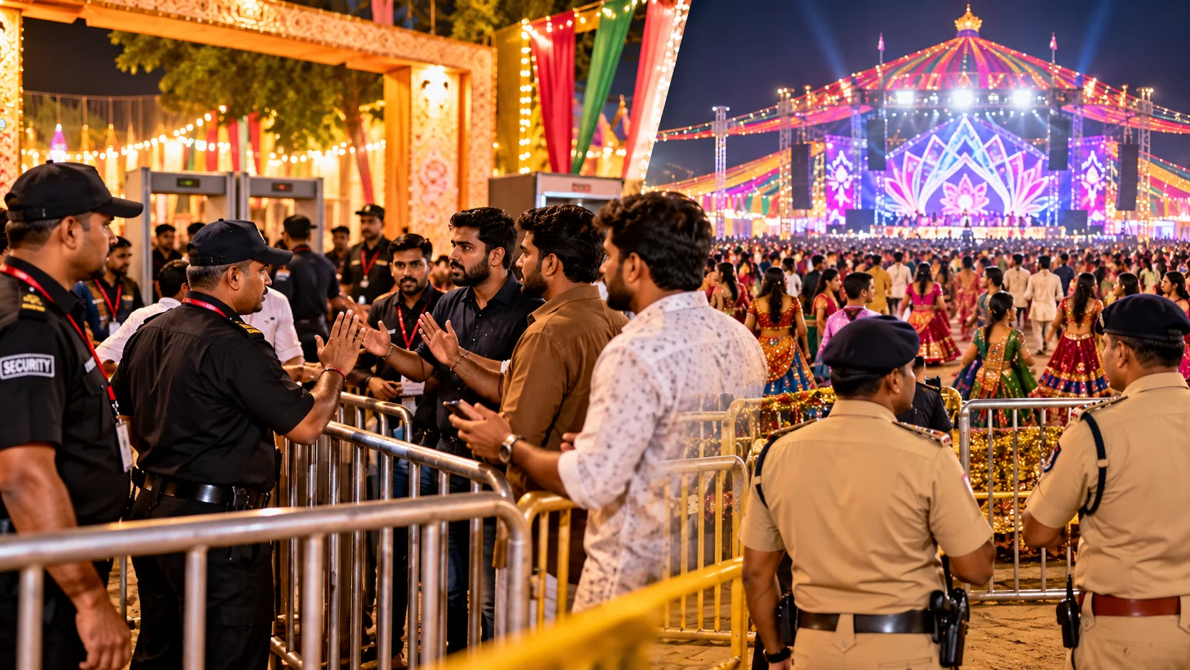 સાંતેજના ‘સેપ્ટ મંડળી’ ગરબામાં ઘર્ષણ: પ્રવેશ મુદ્દે બબાલ, લાકડીઓ અને ખુલ્લી તલવારો સાથે મારામારીનો આક્ષેપ
