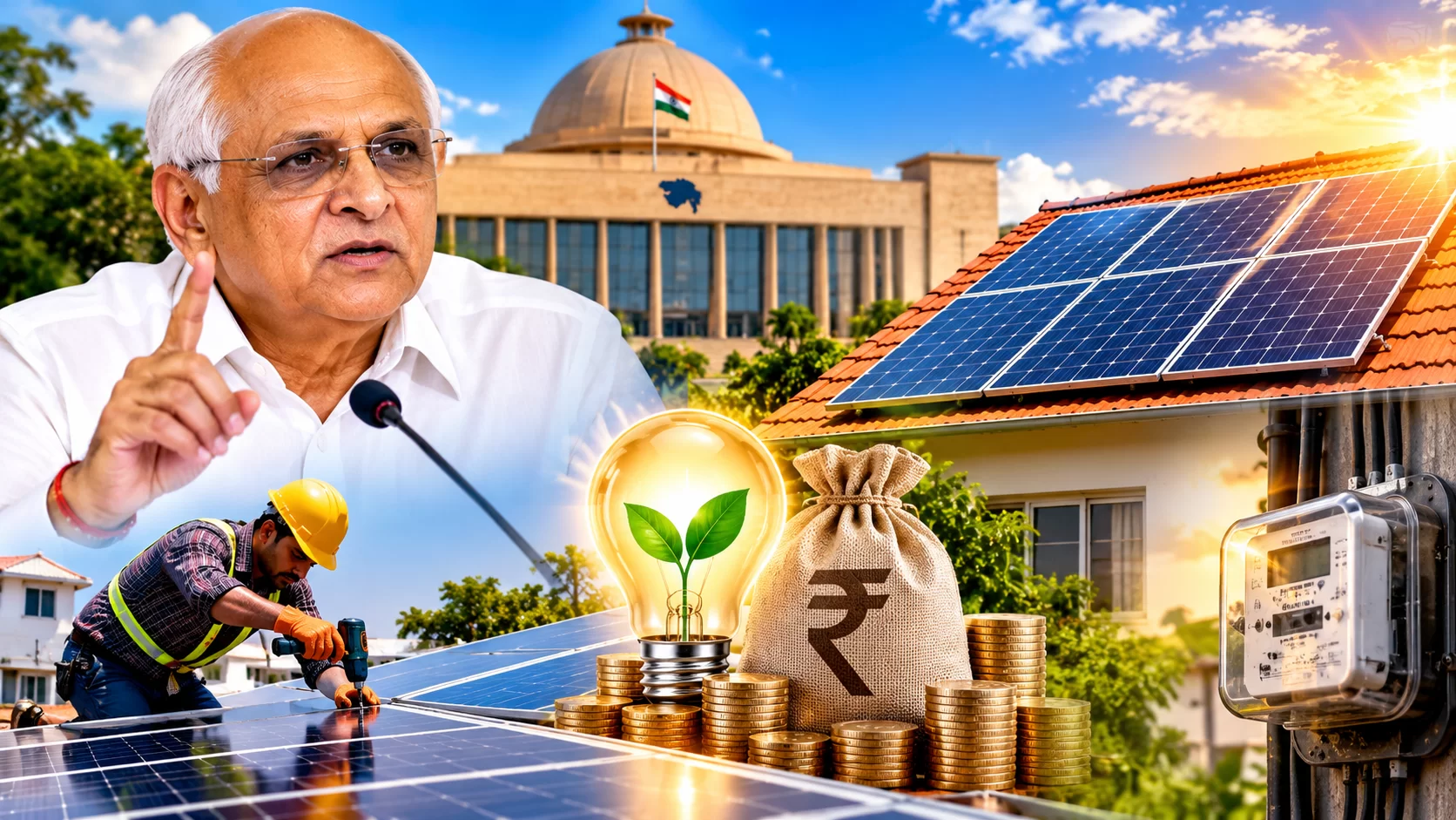 ગુજરાત સરકારના મોટા નિર્ણય: સોલાર પેનલ લગાવવા મળશે વધારાની સબસિડી, 3 લાખથી વધુ પરિવારોને લાભ; ગ્રામસેવકોના પ્રવાસ ભથ્થામાં પણ વધારો
